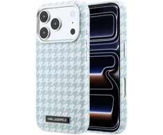 Karl Lagerfeld PU Houndstooth Resin Plate MagSafe dėklas skirtas Apple iPhone 17 Pro Mėlyna