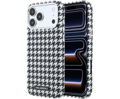 Karl Lagerfeld PU Houndstooth Resin Plate MagSafe dėklas skirtas Apple iPhone 17 Pro Max juodos spalvos