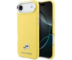 Karl Lagerfeld PU Karl and Choupette Heads Pins MagSafe dėklas skirtas Apple iPhone Air Geltona