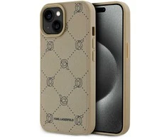 Karl Lagerfeld PU Karl Heads Pattern MagSafe dėklas telefonui Apple iPhone 15 rusvai gelsvas