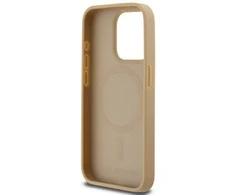 Karl Lagerfeld PU Leather Monogram Metal Logo MagSafe dėklas telefonui Apple iPhone 14 Pro Max rusvai gelsvas