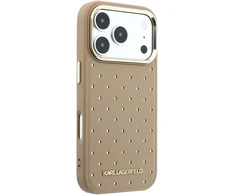 Karl Lagerfeld PU Perforated Gold Dots MagSafe dėklas skirtas Apple iPhone 17 Pro rusvai gelsvas