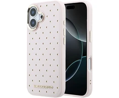 Karl Lagerfeld PU Perforated Gold Dots MagSafe dėklas skirtas Apple iPhone 17 rožinės spalvos