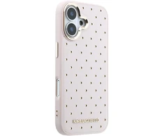 Karl Lagerfeld PU Perforated Gold Dots MagSafe dėklas skirtas Apple iPhone 17 rožinės spalvos