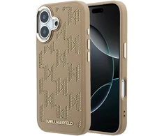 Karl Lagerfeld PU Perforated Monogram MagSafe dėklas skirtas Apple iPhone 17 rusvai gelsvas
