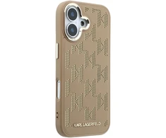 Karl Lagerfeld PU Perforated Monogram MagSafe dėklas skirtas Apple iPhone 17 rusvai gelsvas