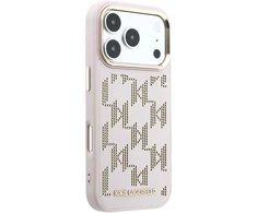 Karl Lagerfeld PU Perforated Monogram MagSafe dėklas skirtas Apple iPhone 17 Pro rožinės spalvos