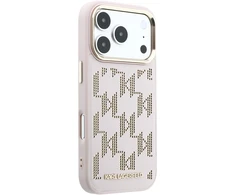 Karl Lagerfeld PU Perforated Monogram MagSafe dėklas skirtas Apple iPhone 17 Pro Max rožinės spalvos