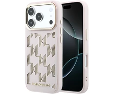 Karl Lagerfeld PU Perforated Monogram MagSafe dėklas skirtas Apple iPhone 17 Pro Max rožinės spalvos