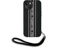 Karl Lagerfeld PU Saffiano Athleisure Stripe and Strap dėklas telefonui Apple iPhone 15 rožinės spalvos
