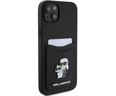Karl Lagerfeld KLHCP15SSAPKCNPK Apple iPhone 15 / 14 / 13 6.1″ juodos spalvos kietas dėklas Saffiano Cardslot Karl