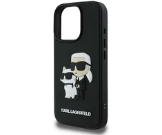 Karl Lagerfeld PU Saffiano Karl and Choupette Apple iPhone 16 Pro Max dėklas telefonui juodos spalvos