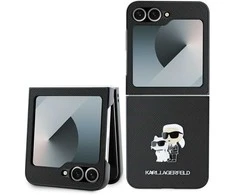 Karl Lagerfeld PU Saffiano Karl and Choupette Samsung Galaxy Z Flip6 dėklas telefonui juodos spalvos