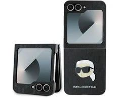 Karl Lagerfeld PU Saffiano Monogram Karl Head Samsung Galaxy Z Flip6 dėklas telefonui juodos spalvos