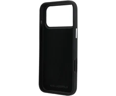 Dėklas Karl Lagerfeld Saffiano Case with Karl &amp; Choupette Heads Pins &amp; Logo for iPhone 18 Pro Max / 17 Pro Max - Juodas