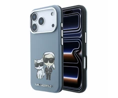 Dėklas Karl Lagerfeld PU Semi Wrap Smooth Sketch Bodies Magsafe Case for iPhone 18 Pro Mėlyna