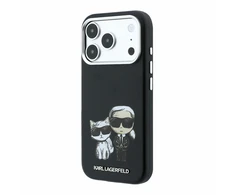 Dėklas Karl Lagerfeld PU Semi Wrap Smooth Sketch Bodies Magsafe Case for iPhone 18 Pro Max Juodas