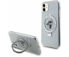 Apple iPhone 11 / XR Karl Lagerfeld dėklas Ring Stand Karl&amp;Choupettte MagSafe (Klhmn61hmrskch) baltos spalvos