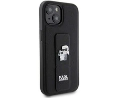 Dėklas Karl Lagerfeld KLHCP15SGSAKCPK IPHONE 15/14/13 6.1 "Juodas / Juodas HARDCASE GRIPSTAND SAFFIANO KARL &amp; CHUPETTE PINS