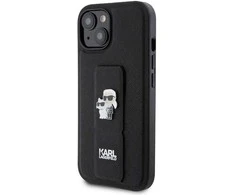 Dėklas Karl Lagerfeld KLHCP15SGSAKCPK IPHONE 15/14/13 6.1 "Juodas / Juodas HARDCASE GRIPSTAND SAFFIANO KARL &amp; CHUPETTE PINS