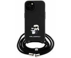 Karl Lagerfeld KLHCP15SSAKCPSK Apple iPhone 15/ 14 / 13 6.1″ kietas dėklas juodos spalvos Crossbody Saffiano Meta
