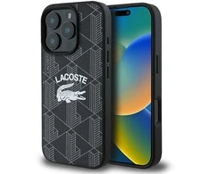 Lacoste Blend Monogram MagSafe dėklas skirtas Apple iPhone 16 Pro juodos spalvos