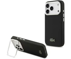 Lacoste Iconic Petit Pique Camera Stand MagSafe dėklas skirtas Apple iPhone 17 Pro juodos spalvos