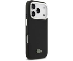 Lacoste Iconic Petit Pique Camera Stand MagSafe dėklas skirtas Apple iPhone 17 Pro juodos spalvos