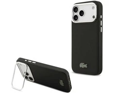 Lacoste Iconic Petit Pique Camera Stand MagSafe dėklas skirtas Apple iPhone 17 Pro Max juodos spalvos