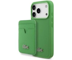 Lacoste Iconic Petit Pique MagSafe dėklas + Wallet skirtas Apple iPhone 17 Pro žalios spalvos