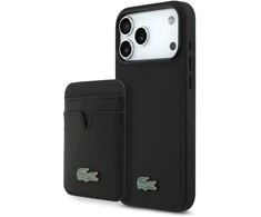 Dėklas Lacoste Iconic Petit Pique MagSafe Case + Wallet for Apple iPhone 17 Pro Max juodos spalvos