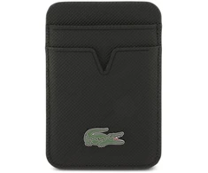 Lacoste Iconic Petit Pique MagSafe dėklas + piniginė, skirta iPhone 18 Pro Max, juoda