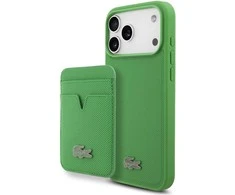 Lacoste Iconic Petit Pique MagSafe dėklas + Wallet skirtas Apple iPhone 17 Pro Max žalios spalvos