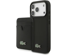 Lacoste Iconic Petit Pique MagSafe dėklas + piniginė, skirta iPhone 18 Pro, juoda