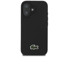 Lacoste Iconic Petit Pique Woven Logo MagSafe Apple iPhone 16 Plus dėklas telefonui juodos spalvos