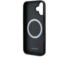 Lacoste Iconic Petit Pique Woven Logo MagSafe Apple iPhone 16 Plus dėklas telefonui juodos spalvos