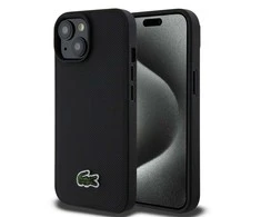 Lacoste Iconic Petit Pique Woven Logo MagSafe dėklas skirtas Apple iPhone 15 Juodas