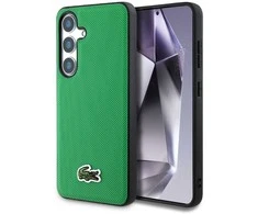 Lacoste Iconic Petit Pique Woven Logo MagSafe dėklas skirtas Samsung Galaxy S25 žalios spalvos