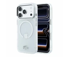 Lacoste IML Frosted Petit Pique Metal Logo MagSafe dėklas, skirtas iPhone 18 Pro Max, skaidrus