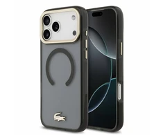 Lacoste IML Shockproof Petit Pique Gold Logo MagSafe dėklas skirtas iPhone 18 Pro Max juodos spalvos