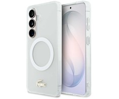 Lacoste PC/TPU Frosted Finish Gold Logo Magnetic dėklas skirtas Samsung Galaxy S26 Baltas