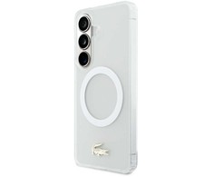 Lacoste PC/TPU Frosted Finish Gold Logo Magnetic dėklas skirtas Samsung Galaxy S26 Baltas