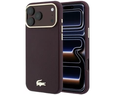 Lacoste PU odos Champs Elysees auksinio logotipo MagSafe dėklas, skirtas iPhone 18 Pro, bordo spalvos