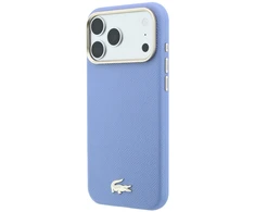 Lacoste PU odos Champs Elysees auksinio logotipo MagSafe dėklas, skirtas iPhone 18 Pro Max, mėlynas