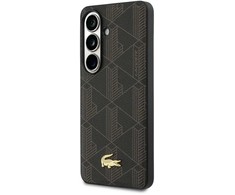 Lacoste PVC Blend Monogram Gold Logo Magnetic dėklas skirtas Samsung Galaxy S26 rudos spalvos