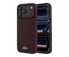 Lacoste PVC Iconic Petit Pique Metal Logo MagSafe dėklas skirtas iPhone 18 Pro Max Burgundy
