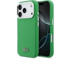 Lacoste Iconic Petit Pique Metal Logo MagSafe dėklas skirtas Apple iPhone 17 Pro žalios spalvos