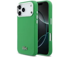 Lacoste Iconic Petit Pique Metal Logo MagSafe dėklas skirtas Apple iPhone 17 Pro Max žalios spalvos