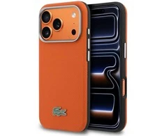 Lacoste PVC Petit Pique Semi Wrap MagSafe dėklas skirtas Apple iPhone 17 Pro oranžinės spalvos