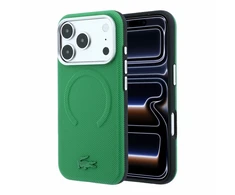 Lacoste PVC Petit Pique Semi Wrap Embossed MagSafe Dėklas skirtas iPhone 18 Pro Max Estragon
